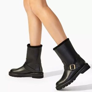 Stuart Weitzman Ryder Lift Chill Shearling Leather Lug Sole Winter Boots size 7